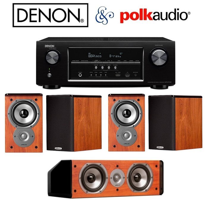 Denon AVR-S710W 7.2 Channel 4K Receiver (Bluetooth, Wi-fi, Airplay, Atmos) + Polk Audio Theater Bundle (4) TSi100...