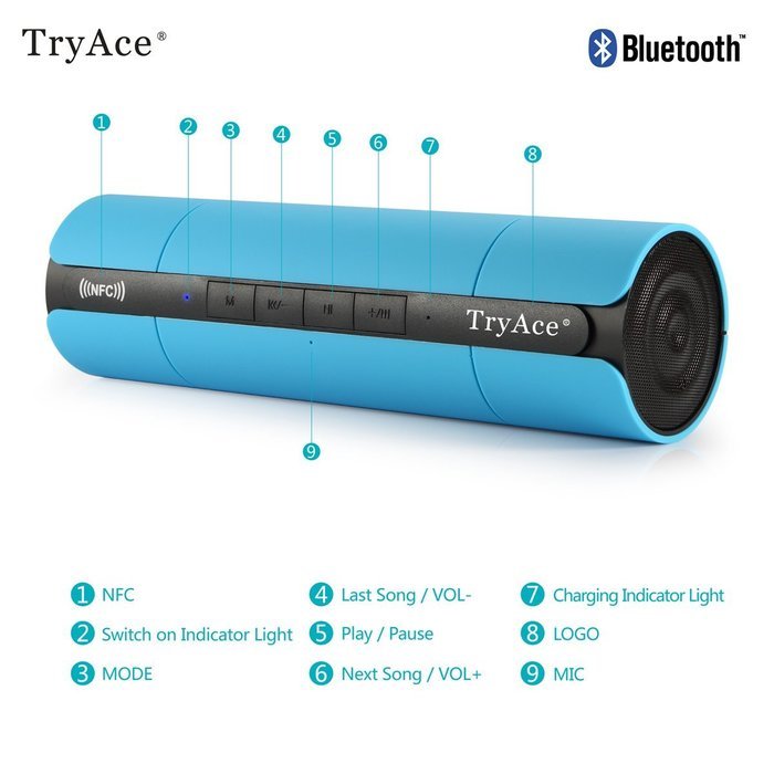 TryAce&reg; Portable Boombox NFC Wireless Bluetooth Speaker, Ultra Bass Booster/Power Crystal-Clear Sound/Subwoofer... N4