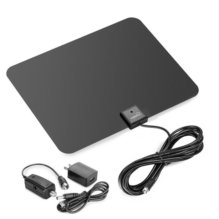 ViewTV Silver Series Flat HD Amplified Digital Indoor TV Antenna with Detachable Signal Amplifier - 50 Miles Range...