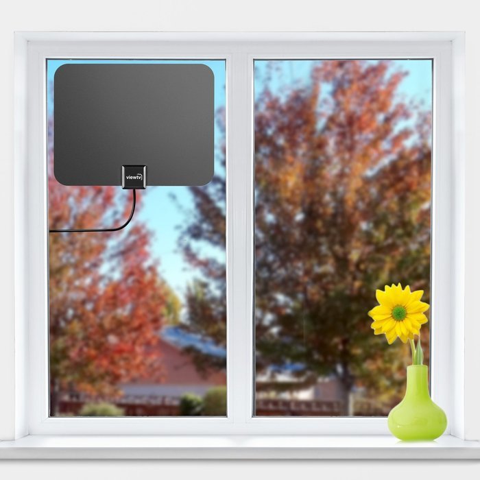 ViewTV Silver Series Flat HD Amplified Digital Indoor TV Antenna with Detachable Signal Amplifier - 50 Miles Range... N10