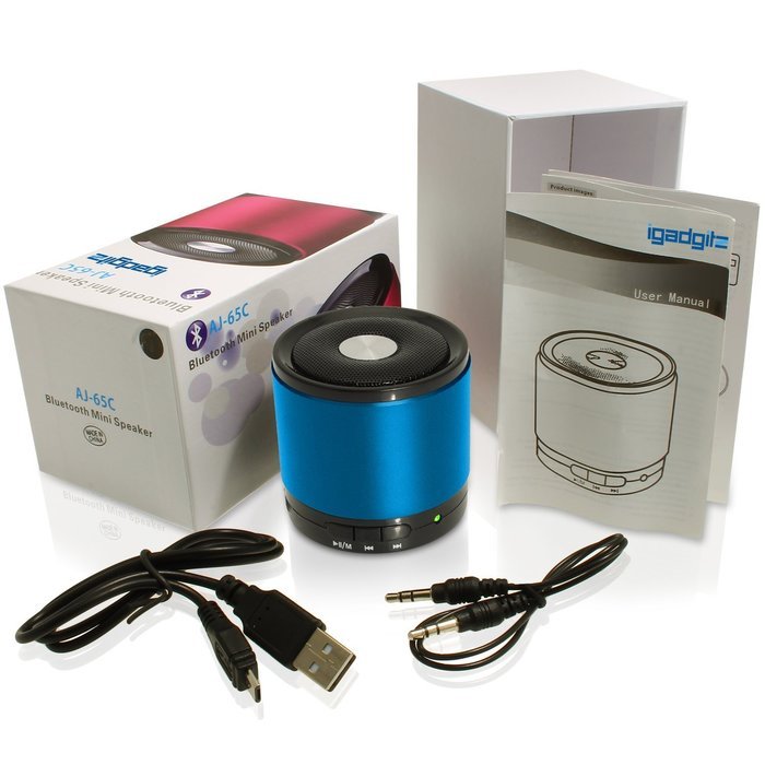 iGadgitz Wireless Portable Bluetooth 2.1 Stereo Mini Portable Travel Speakers (Music streaming and Microphone... N9