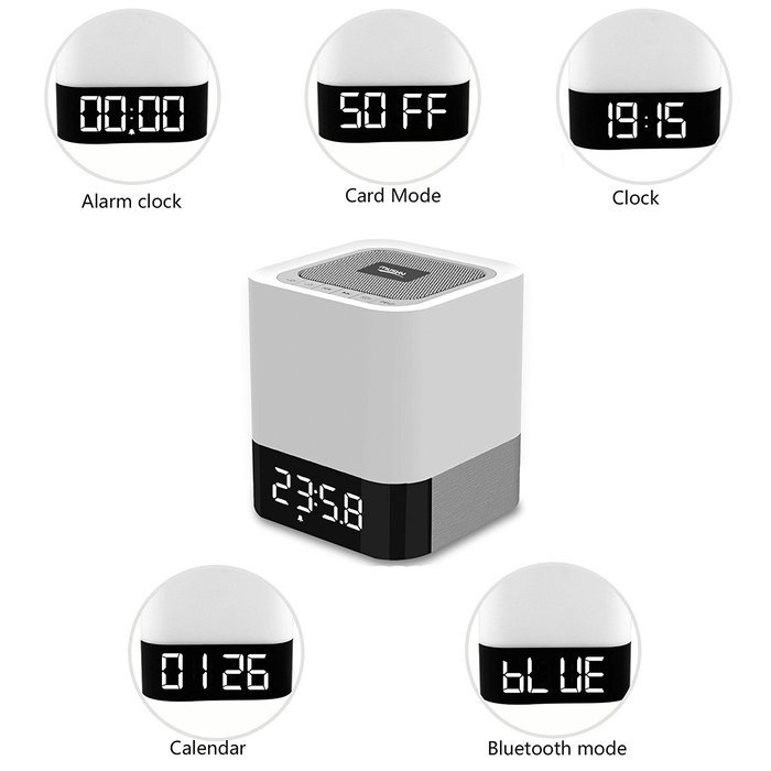 All-in-1 Wireless Bluetooth Portable Speaker With TF Card Slot, Touch LED Lamp, MP3 Player, Alarm Clock and Hands-free... N3