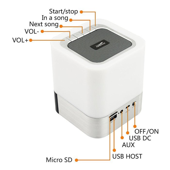 All-in-1 Wireless Bluetooth Portable Speaker With TF Card Slot, Touch LED Lamp, MP3 Player, Alarm Clock and Hands-free... N4