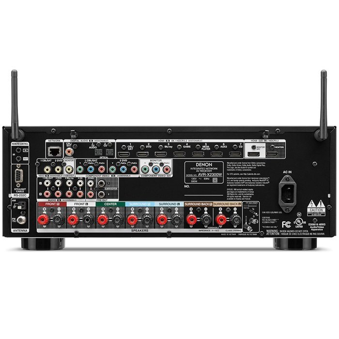 Denon AVR-X2300W Receiver Bundle with Paradigm Cinema 100 CT Home Theater System N3