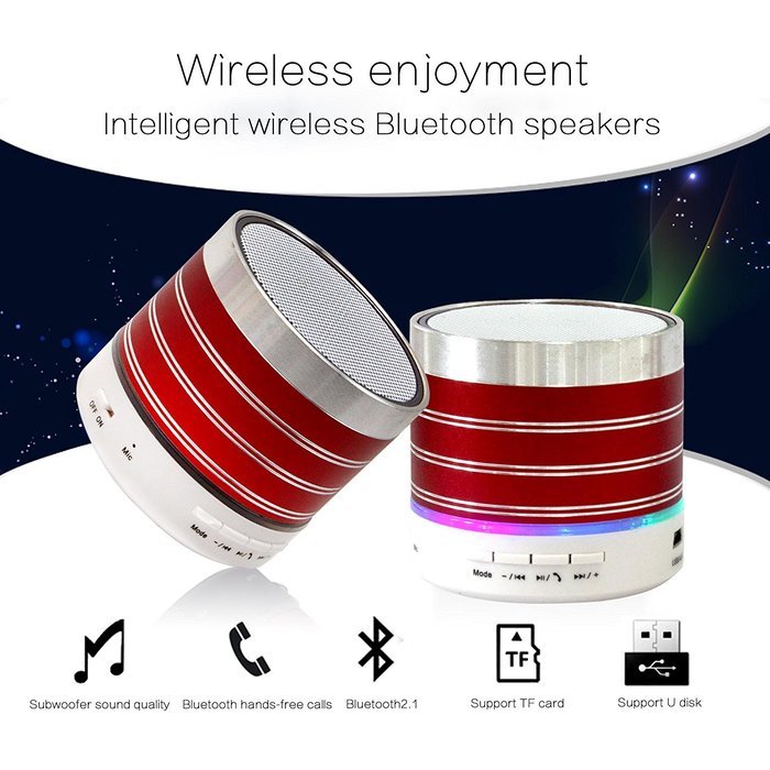 WESDAR Bluetooth Speakers with Lights For iPhone Android Bluetooth 4.0 - 5V 500mah RED - Weight in 7oz , R-052-2 N7