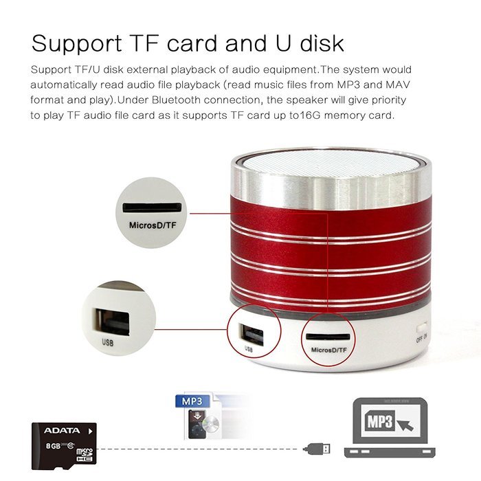 WESDAR Bluetooth Speakers with Lights For iPhone Android Bluetooth 4.0 - 5V 500mah RED - Weight in 7oz , R-052-2 N8