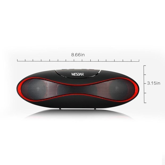 WESDAR Bluetooth Speakers with Lights For iPhone Android Bluetooth 4.0 - 5V 500mah RED - Weight in 7oz , R-052-2 N13