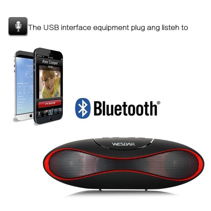 WESDAR Bluetooth Speakers with Lights For iPhone Android Bluetooth 4.0 - 5V 500mah RED - Weight in 7oz , R-052-2 N17