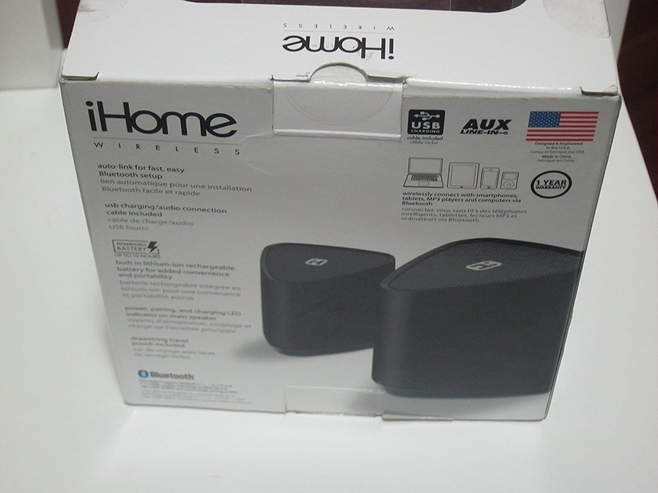 iHome iBT88 Bluetooth Wireless Rechargeable Mini Speakers N4
