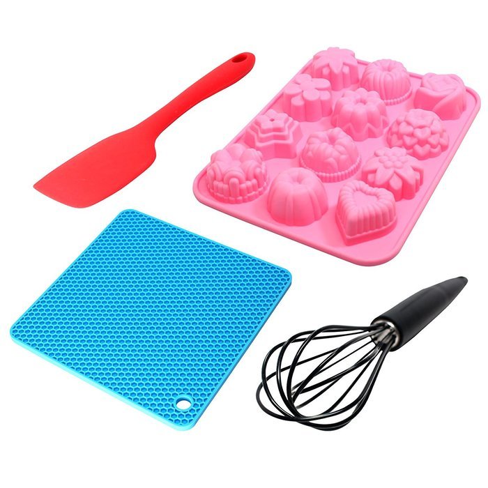 Silicone Bakeware Set - Silicone Molds For Fondant, Silicone Kitchen Spatula, Silicone Heat Mat & Silicone Coated...