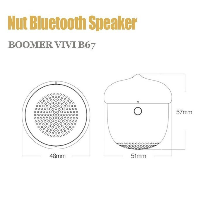 Mini Wooden Nut Bluetooth Speaker by BOOMER VIVI Small Body-Loud Sound Ultra-Portable Speaker Playtime 6 hours... N7