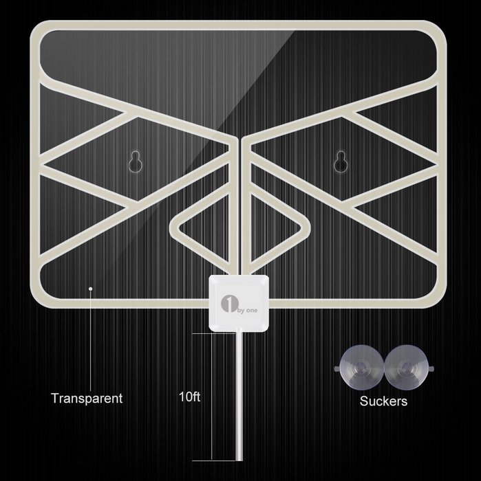 1byone Window Antenna 50 Miles Super Thin HDTV Antenna with 20ft Coaxial Cable, Extreme Soft Design and Lightweight N7