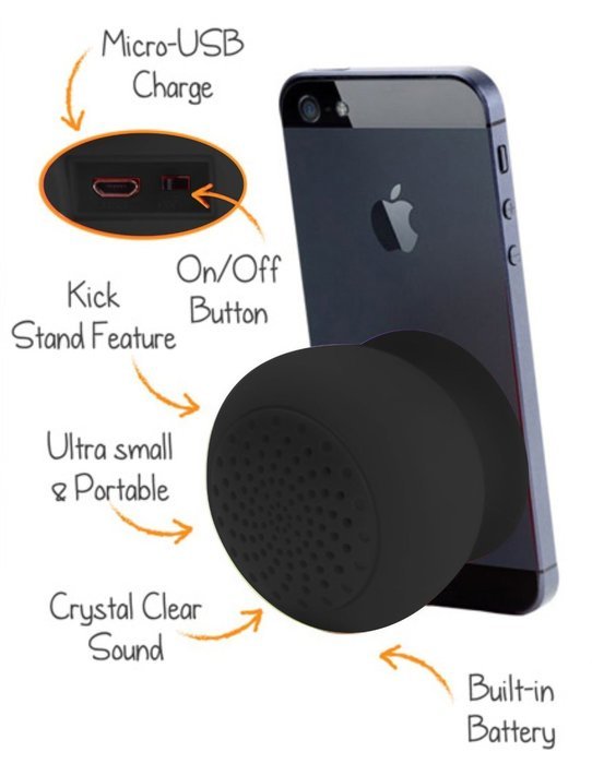 amtonseeshop Waterproof Mini Mushroom Wireless Bluetooth Speaker (Black) N3