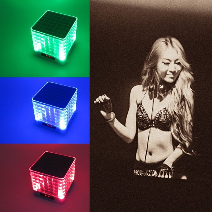 Unitesoul portable wireless Cube bluetooth speaker 10w FM Radio & LCD Display,TF Card Slot,LED Light for Phone... N2