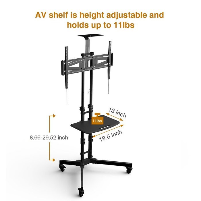 Loctek P3B Universal Mobile TV Cart TV Stand for LED, LCD, Plasma Displays 32-65", Black N2