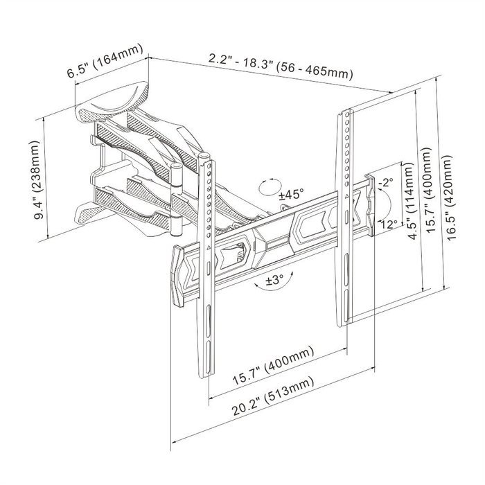 Articulating Arm 32-50 inch TV LCD Monitor Wall Mount, Full Motion Tilt Swivel for 32" 36" 37" 40" 42" 46" 50"... N5