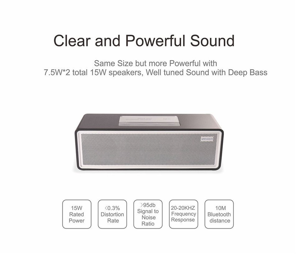 NIER iRock Mini Portable Wireless Bluetooth Speaker With Aluminum Housing, 7.5W2 Total 15W, Powerful Sound(Black) N2