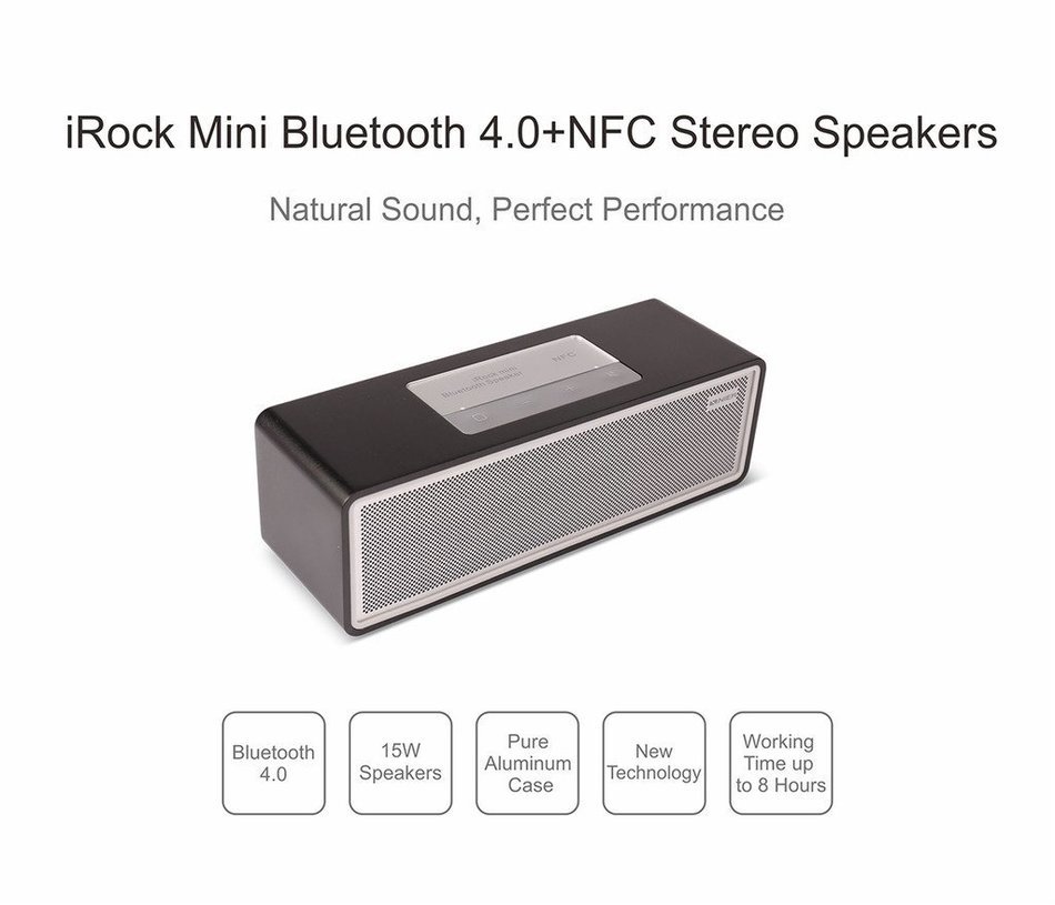NIER iRock Mini Portable Wireless Bluetooth Speaker With Aluminum Housing, 7.5W2 Total 15W, Powerful Sound(Black) N3
