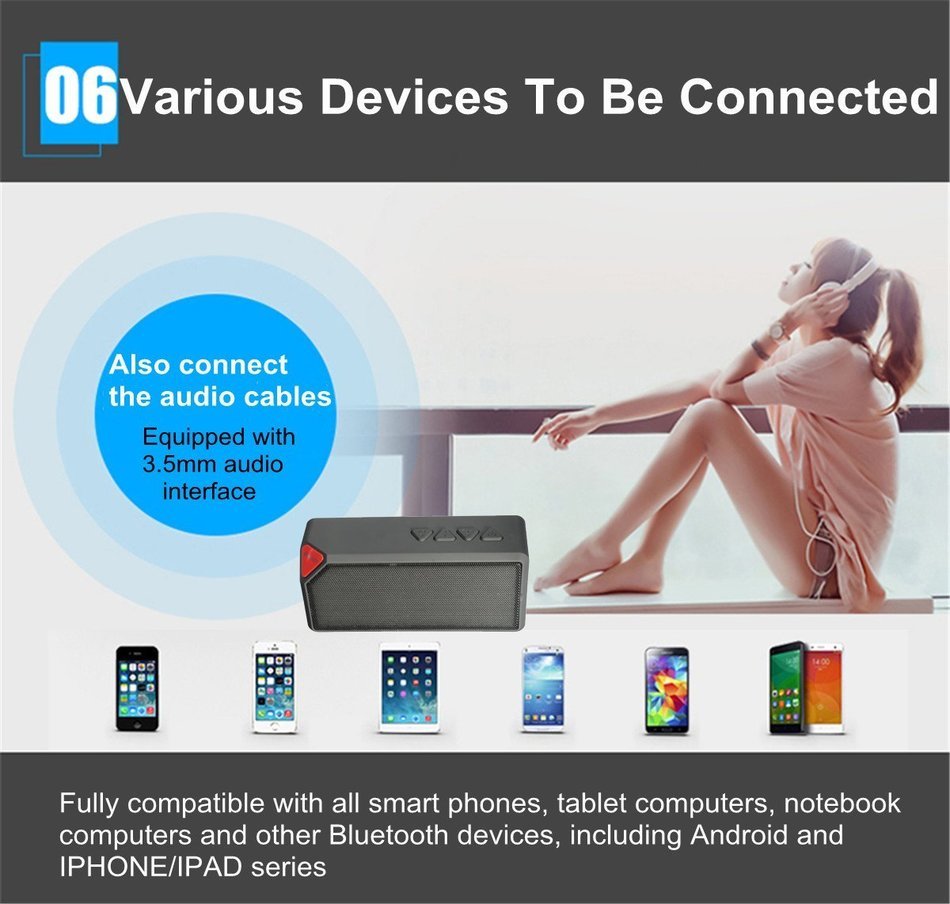 Bluetooth Speakers, M.Way X3S Hi-Fi Portable LED Speaker Wireless Bluetooth Stereo USB Charging TF FM With Mic... N5