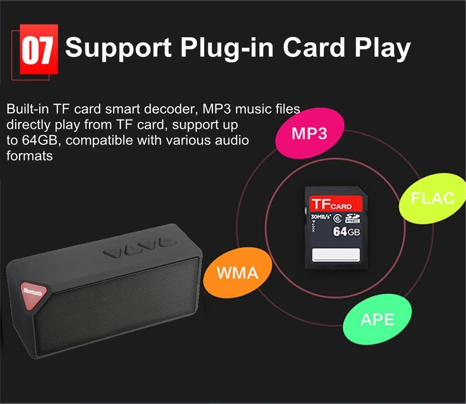 Bluetooth Speakers, M.Way X3S Hi-Fi Portable LED Speaker Wireless Bluetooth Stereo USB Charging TF FM With Mic... N6