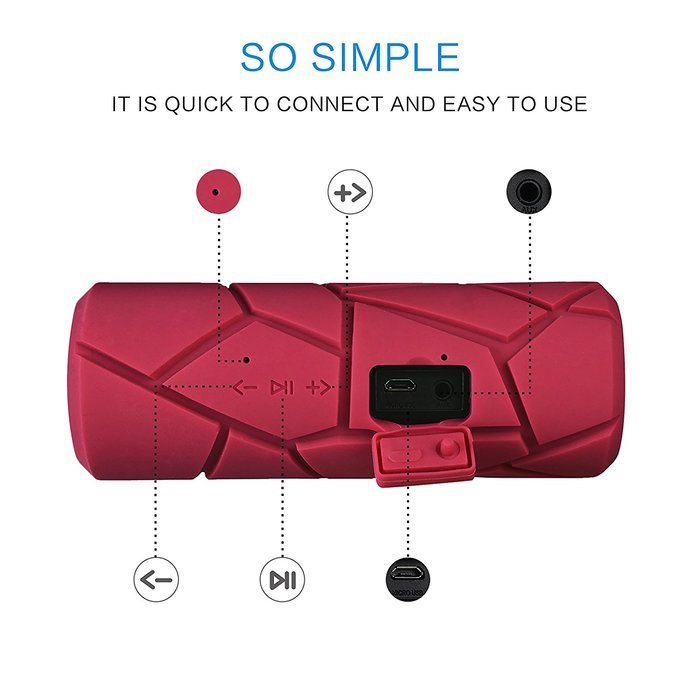 Bluetooth Speaker, FiBiSonic HG00595 Portable Outdoor Shockproof Waterproof Wireless Stereo Speaker with Build-in... N8