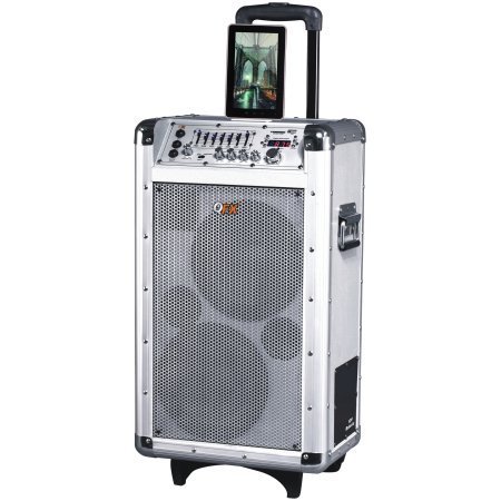 QFX Portable Battery-Powered PA Bluetooth Speaker, White N2