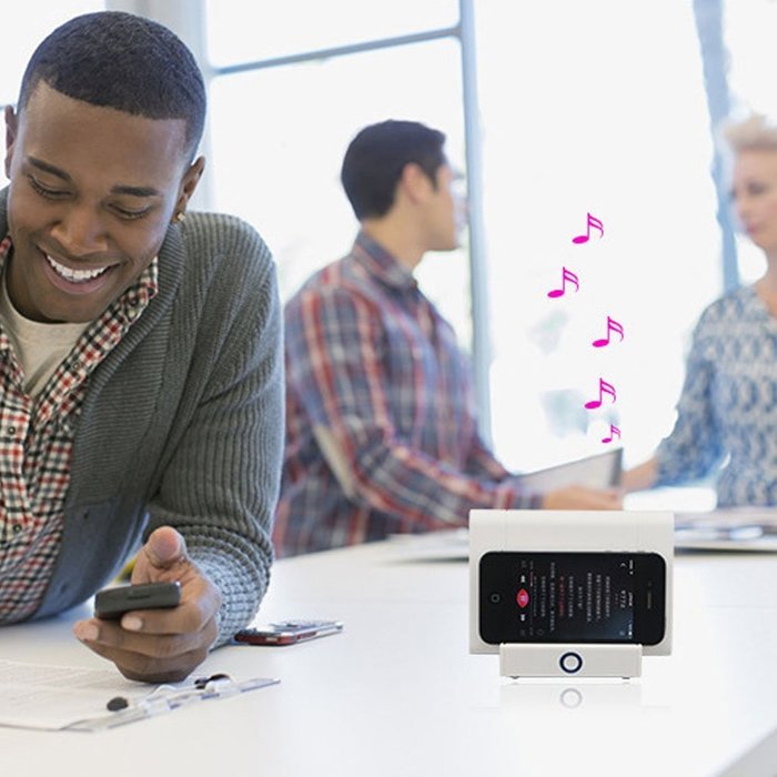 Aolyty Creative Portable Wireless Induction Speaker Magic Near Field Touch Sound Amplifier with Phone Stand Blue N7