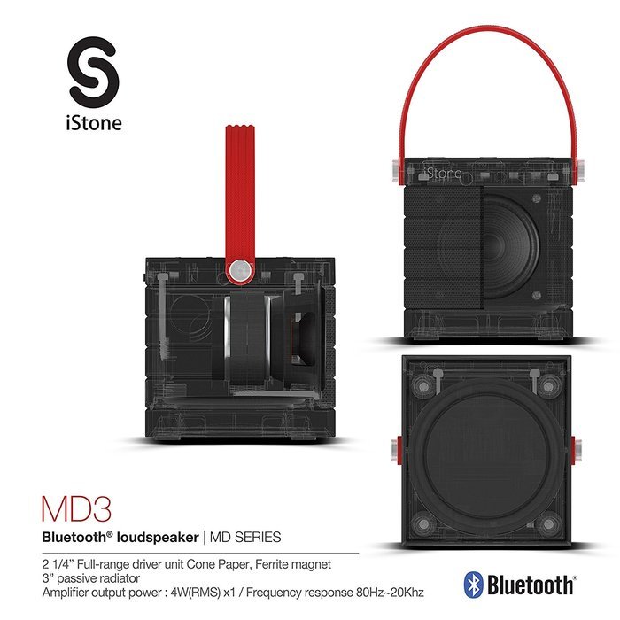 iStone MD3 Portable Wireless Bluetooth Speaker, NFC Tech, AUX, Build-in Microphone and SD Card Play Mood, Clear... N5
