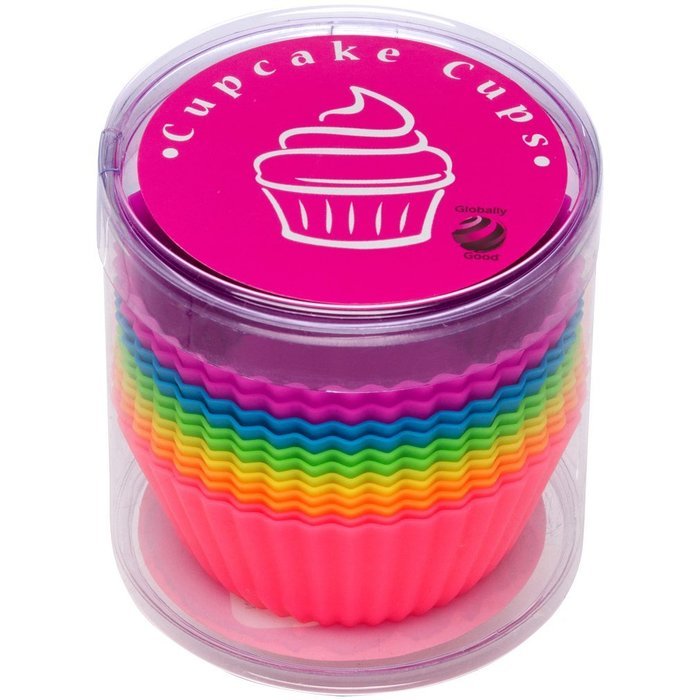 Globally Good Silicone Baking Cups / Cupcake Liners - 12 Premium Reusable Muffin Molds in Storage Container N9