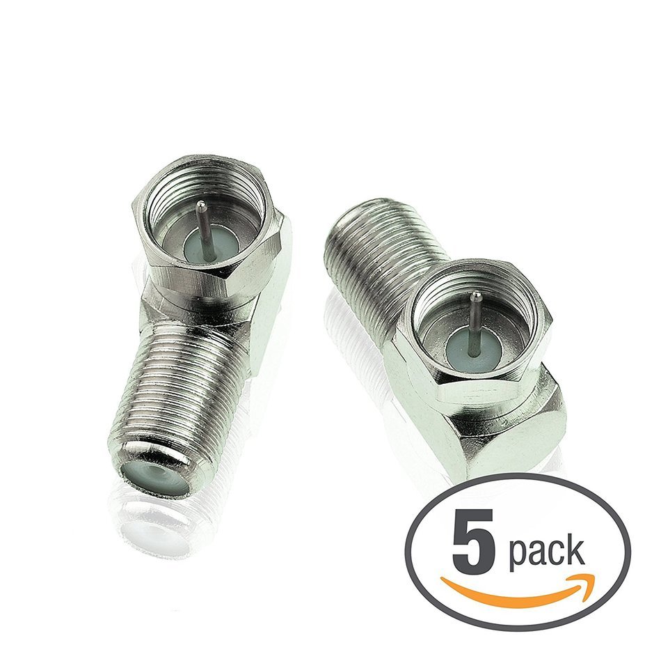 Mediabridge F-Type Right Angle Adapter - 90&deg; Female to Male Connector - 5 Pack - (Part# CONN-F81-RA-5PKX )