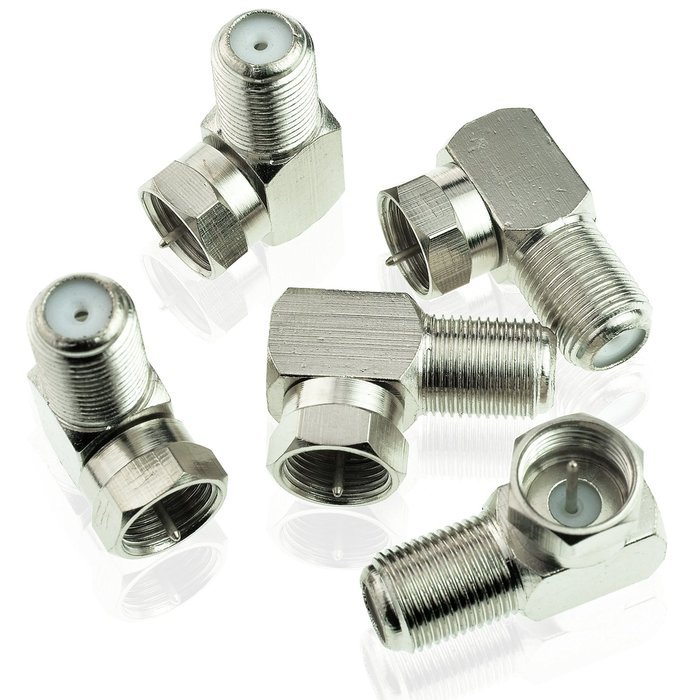 Mediabridge F-Type Right Angle Adapter - 90&deg; Female to Male Connector - 5 Pack - (Part# CONN-F81-RA-5PKX ) N2