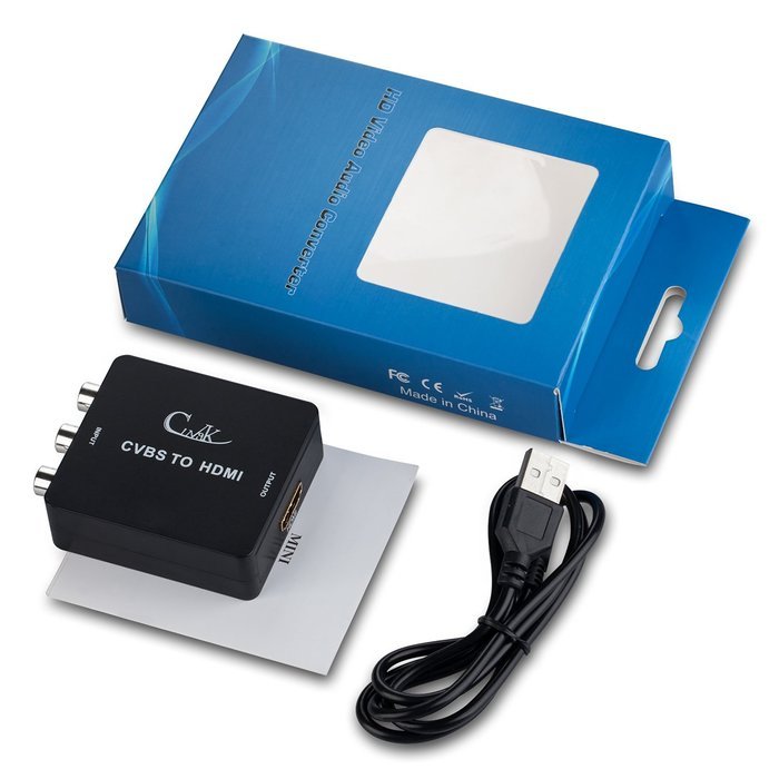 Cingk Mini RCA Composite CVBS AV to HDMI Video Audio Converter Adapter for TV/PC/PS3/Blue-Ray DVD,Black N7
