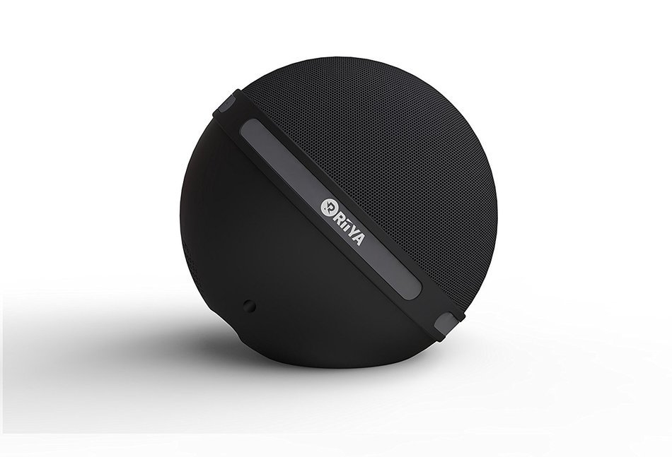 RiiYA Round Glow Portable Wireless Bluetooth 4.1 Speaker with 5 Disco LED Light & Build in Microphone - Black N3