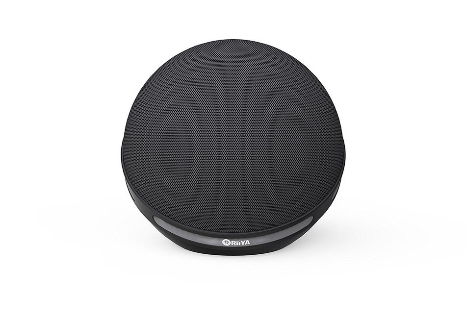 RiiYA Round Glow Portable Wireless Bluetooth 4.1 Speaker with 5 Disco LED Light & Build in Microphone - Black N4