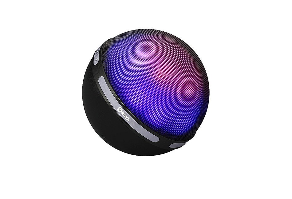 RiiYA Round Glow Portable Wireless Bluetooth 4.1 Speaker with 5 Disco LED Light & Build in Microphone - Black N5