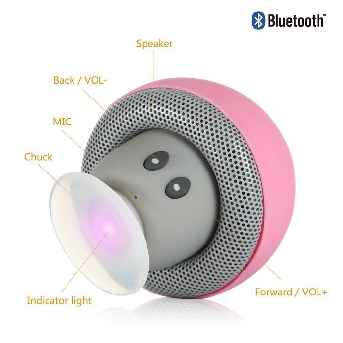 Bluetooth Speaker with Microphone, Ottertooth Mini Cute Mushroom Style with Suction Cup, adheres on the Back of... N40