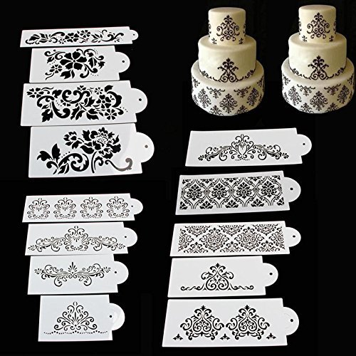 Delight eShop Lace Flower Cake Cookie Fondant Side Baking Wedding Stencil Decorating DIY Tools (#2) N2