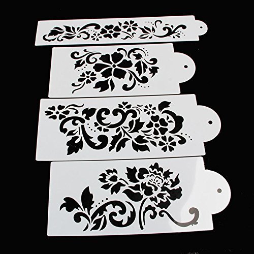 Delight eShop Lace Flower Cake Cookie Fondant Side Baking Wedding Stencil Decorating DIY Tools (#2) N8
