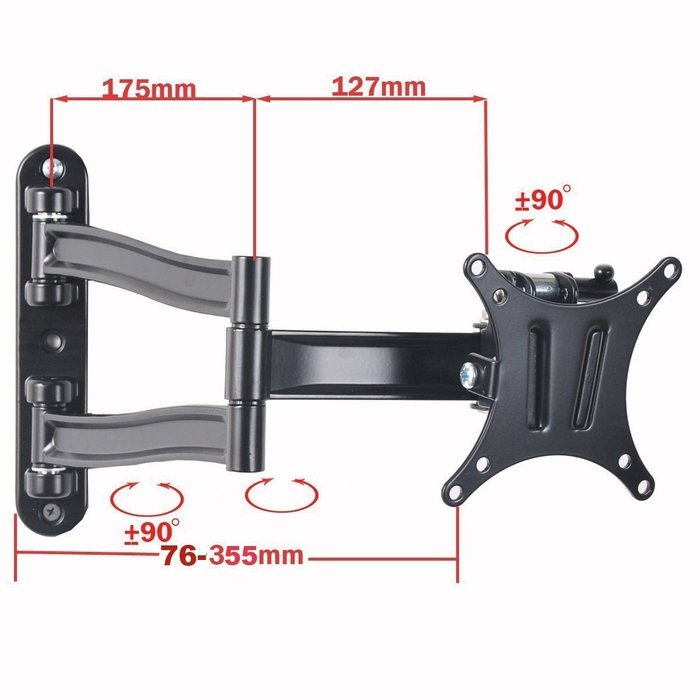 VideoSecu TV Wall Mount Articulating Arm Tilt Swivel Bracket for most 15-27" TV Monitor Display VESA 100X100 75X75... N4