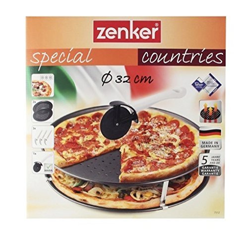 Zenker 7512 Pizza Plate Set "Special Countries" (Set of 3), Black, 12.60" N2