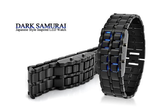 Metal Bracelet LED Men's Watch "Dark Samurai" - Blue LED N2
