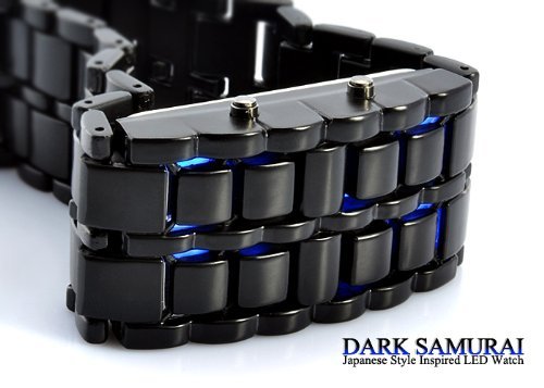 Metal Bracelet LED Men's Watch "Dark Samurai" - Blue LED N5