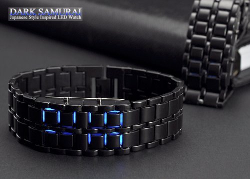 Metal Bracelet LED Men's Watch "Dark Samurai" - Blue LED N7