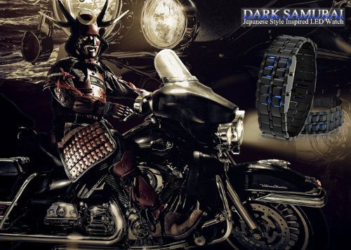 Metal Bracelet LED Men's Watch "Dark Samurai" - Blue LED N9
