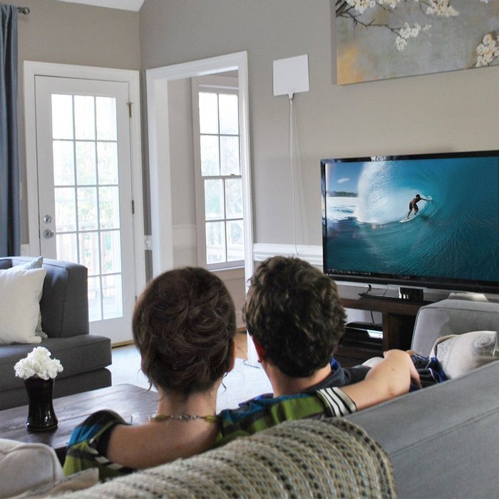 Mohu Leaf 50 TV Antenna, Indoor, Amplified, 50 Mile Range, Original Paper-thin, Reversible, Paintable, 4K-Ready... N6