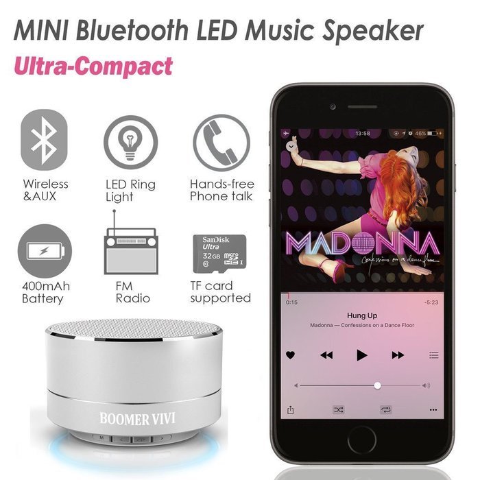 BOOMER VIVI Bluetooth Speaker with Stereosonic Sound Wireless Portable Bluetooth Speaker with Subwoofer Built-in... N5