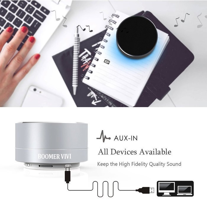 BOOMER VIVI Bluetooth Speaker with Stereosonic Sound Wireless Portable Bluetooth Speaker with Subwoofer Built-in... N6