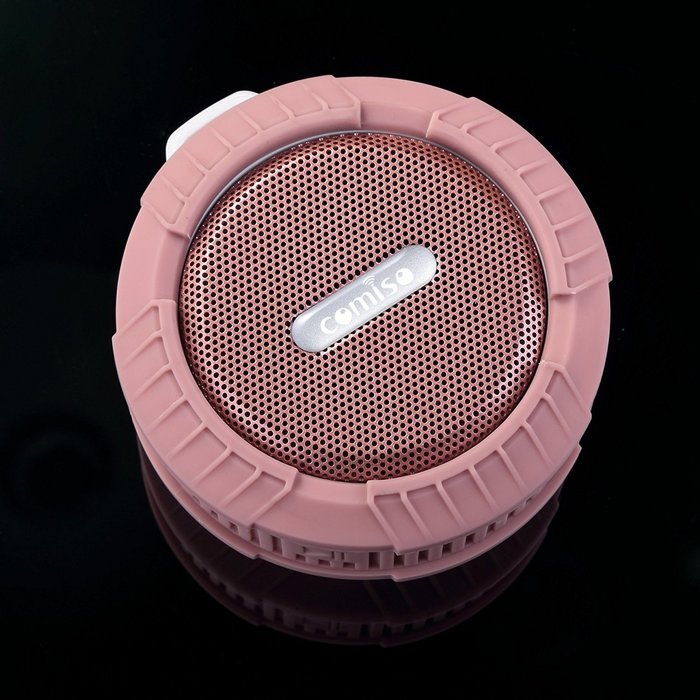 COMISO Bluetooth Wireless Water Resistant Shower Speaker with Suction Cup and Speakerphone, Rose Gold N7