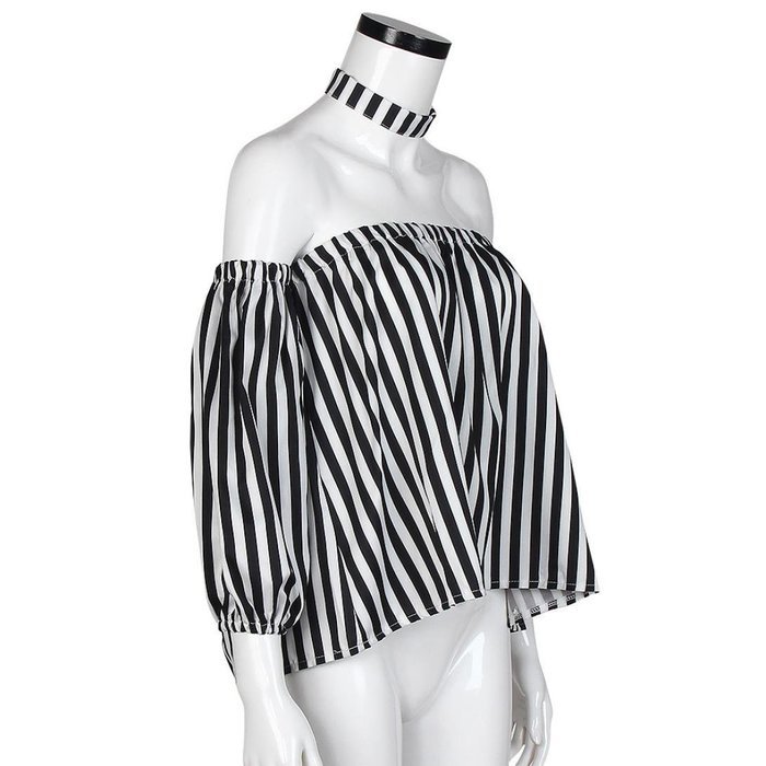 AIMTOPPY Fashion Women Sexy Off Shoulder Casual Loose T-Shirt Tops Blouse (L, black) N2