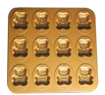 12 Cavity Gold Non Stick Cartoon Rabbit Cake Mold Cute Baking Pan 9inch N11
